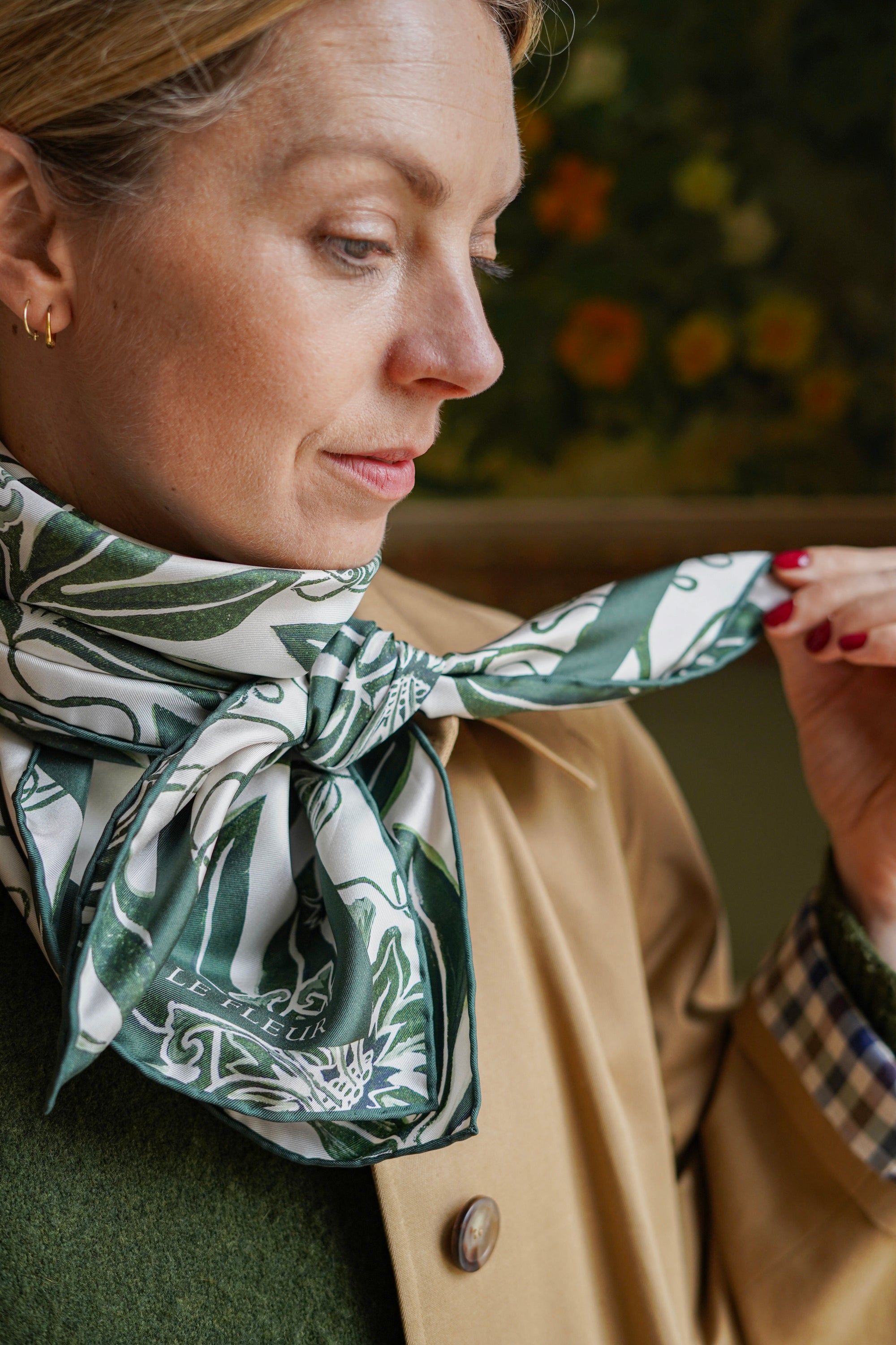 Reserved scarf - Hidden (Green Passion Flower)